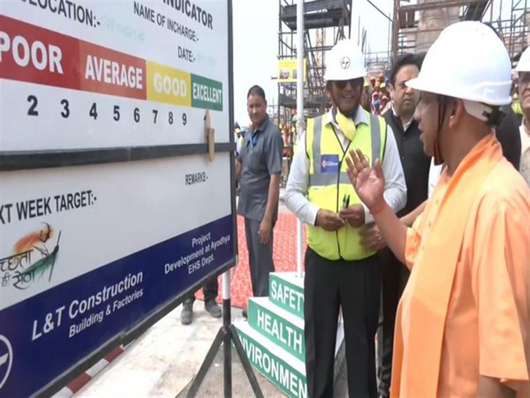 CM Yogi Adityanath visits under construction Shri Ram Temple in Ayodhya