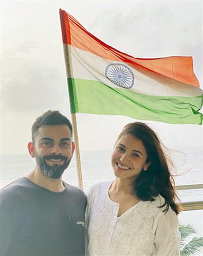 Anushka Sharma, Virat Kohli celebrate 76th Independence Day with a Tricolour-infused picture