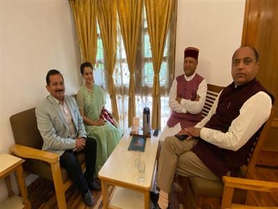 Himachal Pradesh: Jai Ram Thakur, Rajiv Bindal hold meeting with Kangana Ranaut