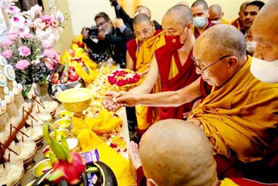 Tibetan spiritual leader Dalai Lama presented with Lord Buddha's sacred Kapilavastu relics