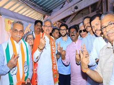 Shiv Sena (UBT) candidates Arvind Sawant, Anil Desai file nomination for Lok Sabha polls in Mumbai