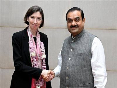 Gautam Adani meets British envoy to India Lindy Cameron