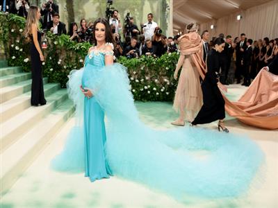 Met Gala 2024: Lea Michele flaunts her baby bump in blue