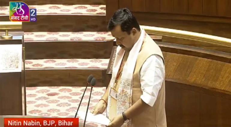 BJP President Nitin Nabin takes oath as Rajya Sabha member