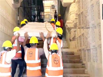 Ayodhya Ram Temple: Ram Darbar construction underway, first gold door under installation