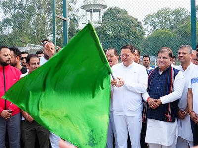Uttarakhand CM Dhami flags off 'Ahilya Smriti Marathon' Ek Virasat-Ek Sankalp program in Dehradun
