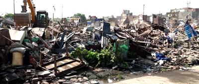 Delhi: Demolition drive underway at Kalkaji's Bhoomihin Camp