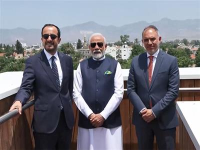 Cyprus President, PM Modi view mountains near Nicosia which are under Turkish occupation