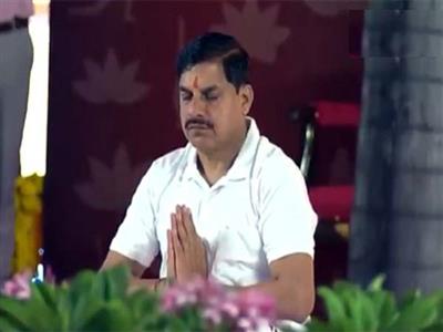 Madhya Pradesh CM Mohan Yadav performs yoga on International Yoga Day in Bhopal