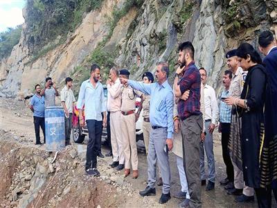 CM inspects damage near the Paadchhu bridge in Dharampur area