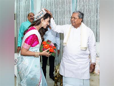 Miss Universe Karnataka 2025 winner meets CM Siddaramaiah ahead of nationals