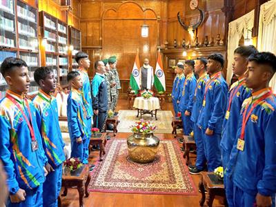Meghalaya Governor felicitates Wushu cadets of Boys Sports Company, ARC