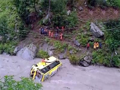 J-K: Bus earmarked for ferrying troops of ITBP slips into river in Ganderbal