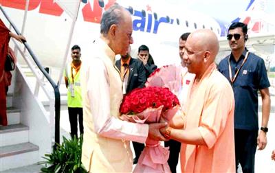 Mauritius PM Navinchandra Ramgoolam arrives in Ayodhya, received by CM Yogi Adityanath