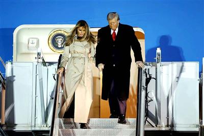 US President Trump, First Lady Melania arrive at Winfield House in London