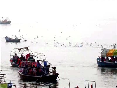Siberian birds arrive at Prayagraj Sangam, delighting locals and tourists