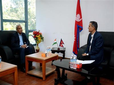 Indian Ambassador makes courtesy call on Nepal Home Minister, discuss about assistance for March election