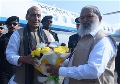 Vij welcomed Defence Minister Rajnath Singh at Ambala Air Force Station