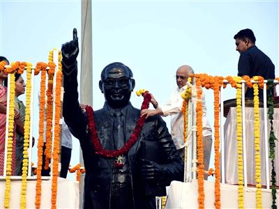 Gujarat CM Patel pays tribute to BR Ambedkar's Statue in Gandhinagar on Constitution Day