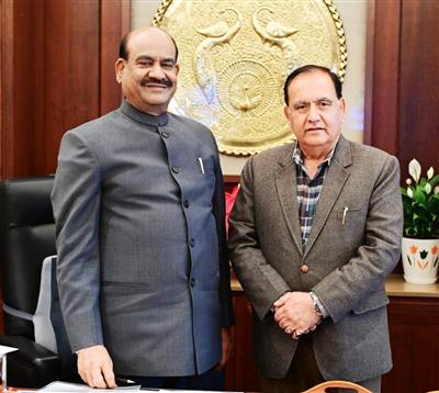 Himachal Pradesh Assembly Speaker Kuldeep Pathania meets Lok Sabha Speaker Om Birla to discuss legislative matters