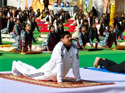 MP CM Yadav participates in mass Surya Namaskar program on Swami Vivekananda's birth anniversary