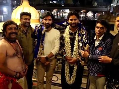 Nitish Reddy attends Bhasma Aarti at Shri Mahakaleshwar Jyotirlinga Temple