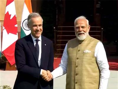 Prime Minister Narendra Modi meets Canadian Prime Minister Mark Carney