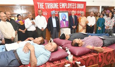 Tribune employees donate 125 units of blood to mark Women’s Day