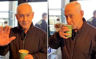 Israeli PM Netanyahu debunks death rumours, sips coffee, shows 5 fingers