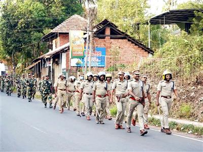 Kannur Police conducted a route march ahead of Kerala Assembly polls