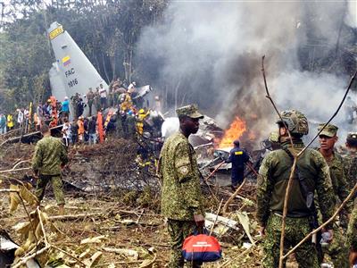 Several feared dead after military plane crashes in Colombia