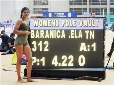 Baranica Elangovan breaks national record with 4.22m in pole vault at National Indoor Athletics Championships