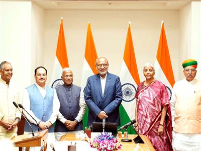 Harivansh Narayan Singh takes oath as Rajya Sabha MP in presence of Vice President C P Radhakrishnan