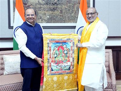 Delhi: Vice President CP Radhakrishnan meets Ladakh LG VK Saxena