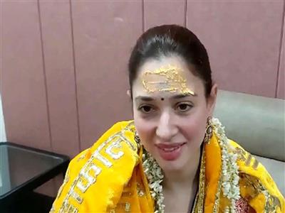 Tamannaah Bhatia attends Bhasma Aarti at Mahakaleshwar Temple in Ujjain