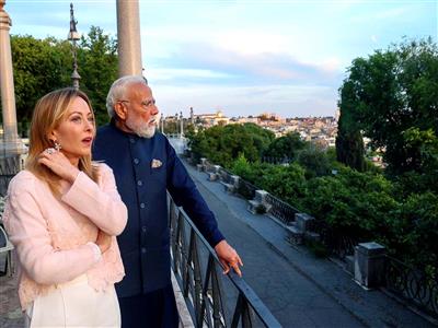 PM Modi, Italian PM Meloni visit iconic Colosseum after dinner, share pictures