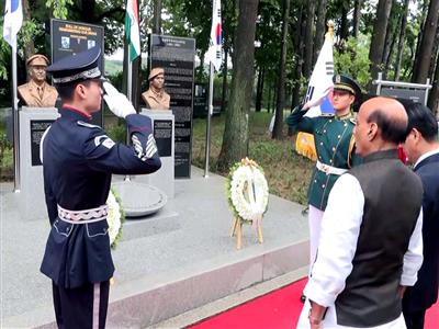 Rajnath Singh pays tribute to Indian Korean War veterans at Imjingak Peace Park
