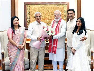 Goa CM Sawant calls on PM Modi at Seva Teertha, highlights family's Jan Sangh legacy