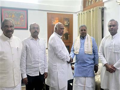 Siddaramaiah meets Congress Chief Mallikarjun Kharge post meeting with Rahul Gandhi