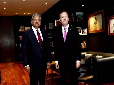 Ambassador Gor meets business tycoon Anand Mahindra, discusses investments in US