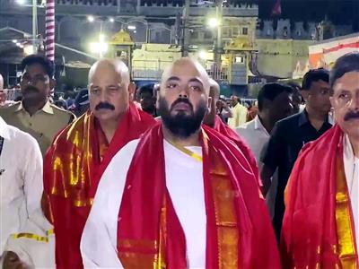 Anant Ambani offers prayers at Tirumala Sri Venkateswara Temple