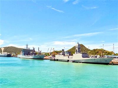 INS Udaygiri, Kavaratti, Shakti of Eastern Fleet arrive at Thailand as part of Navy's operational deployment