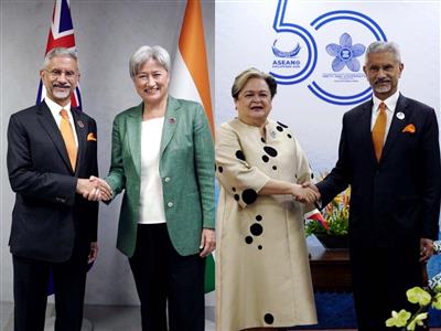 Looking forward to QUAD FMM: EAM on meeting with Australian FM Wong; discusses Strategic Partnership with Philippines' counterpart