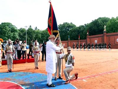 Amit Shah presents 'President's Police Colour' to Puducherry Police