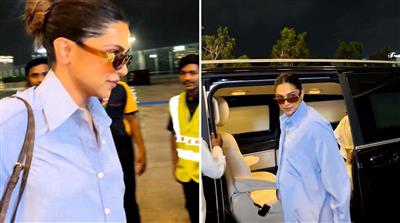 Pregnant Deepika Padukone spotted at airport ahead of welcoming second baby, Ranveer Singh sees her off