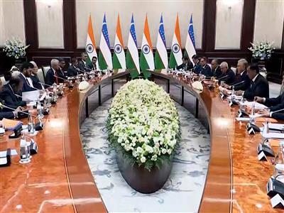 PM Modi attends delegation-level talks with Uzbekistan President Mirziyoyev