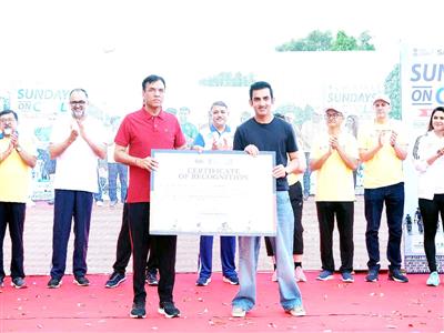Sports Minister Mansukh Mandaviya leads 88th edition of Fit India Sundays on Cycle at BRICS Run & Ride 2026 in New Delhi