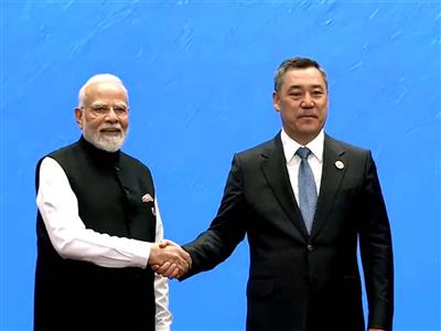PM Modi arrives at Bishkek's Yrys Ordo Congress Hall to attend 26th SCO Summit