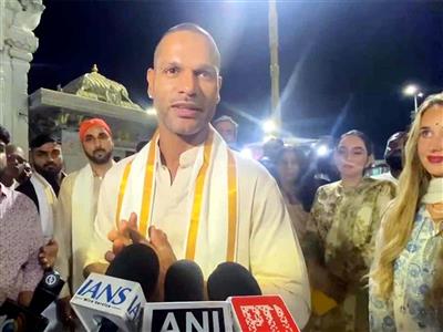 Shikhar Dhawan pays visit to Tirumala temple with wife Sophie Shine