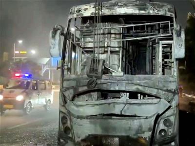 Bus travelling from Delhi to Bihar catches fire in Greater Noida, passengers evacuated
